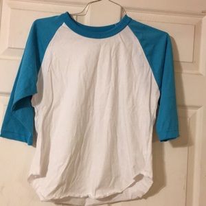 Blue sleeve baseball tee